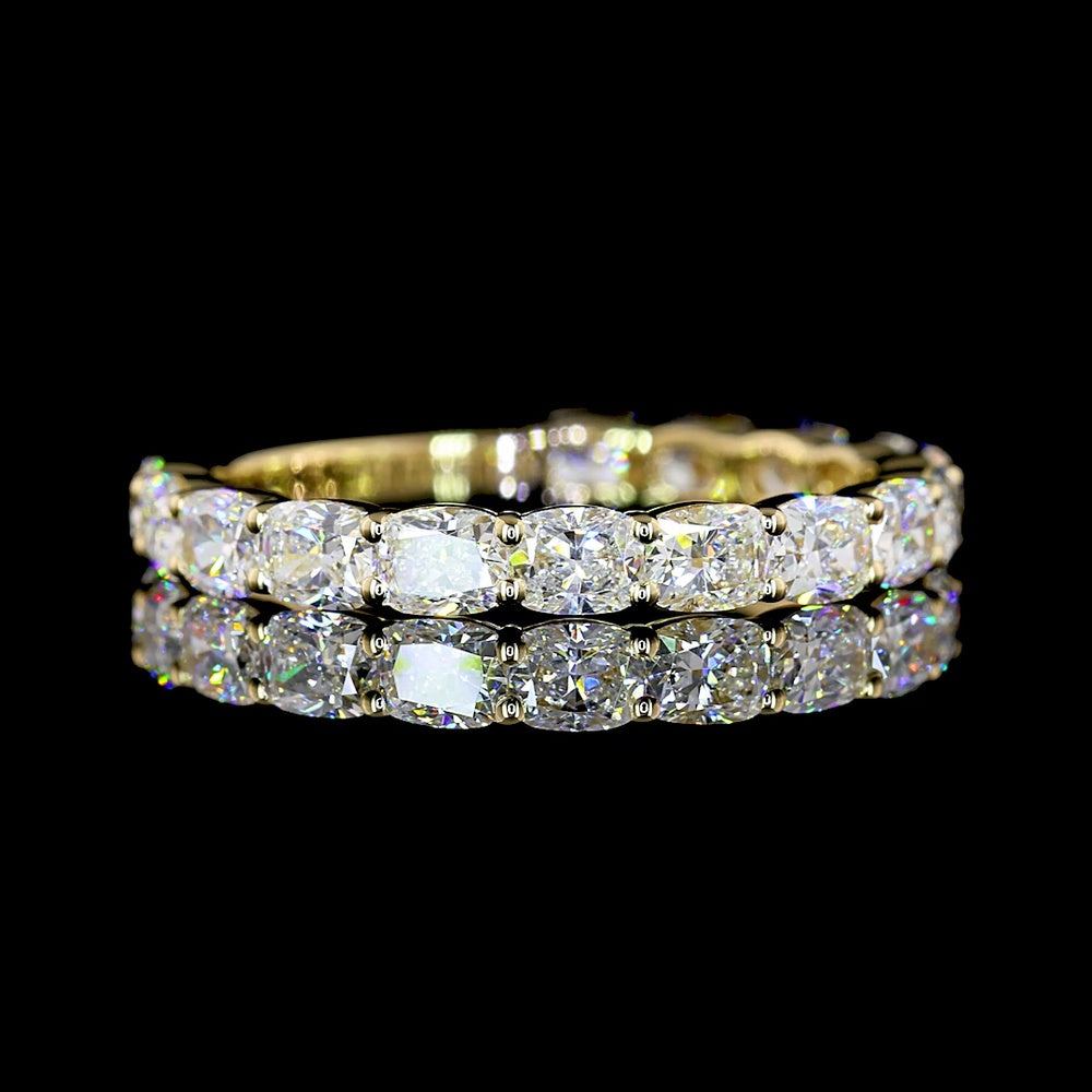 14K Yellow Gold 3/4 Eternity Band with East-West Cushion Brilliant Cut Lab Diamonds - 1.65 Carat Total Weight - Covaloro Fine Jewelry