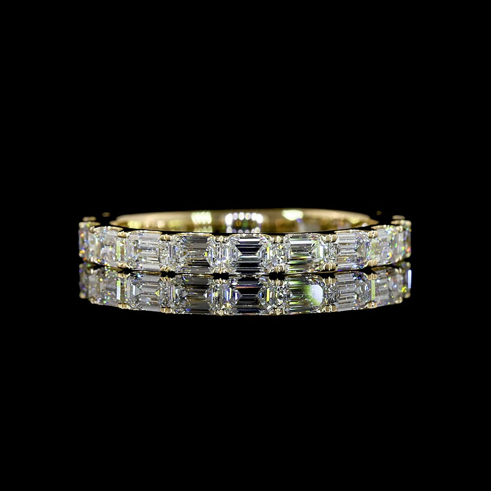 14K Yellow Gold 3/4 Eternity Band with East-West Emerald Cut Lab Diamonds - 1.39 Carats Total Diamond Weight - Covaloro Fine Jewelry