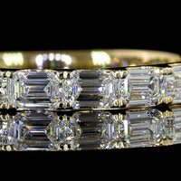 14K Yellow Gold 3/4 Eternity Band with East-West Emerald Cut Lab Diamonds - 1.39 Carats Total Diamond Weight - Covaloro Fine Jewelry