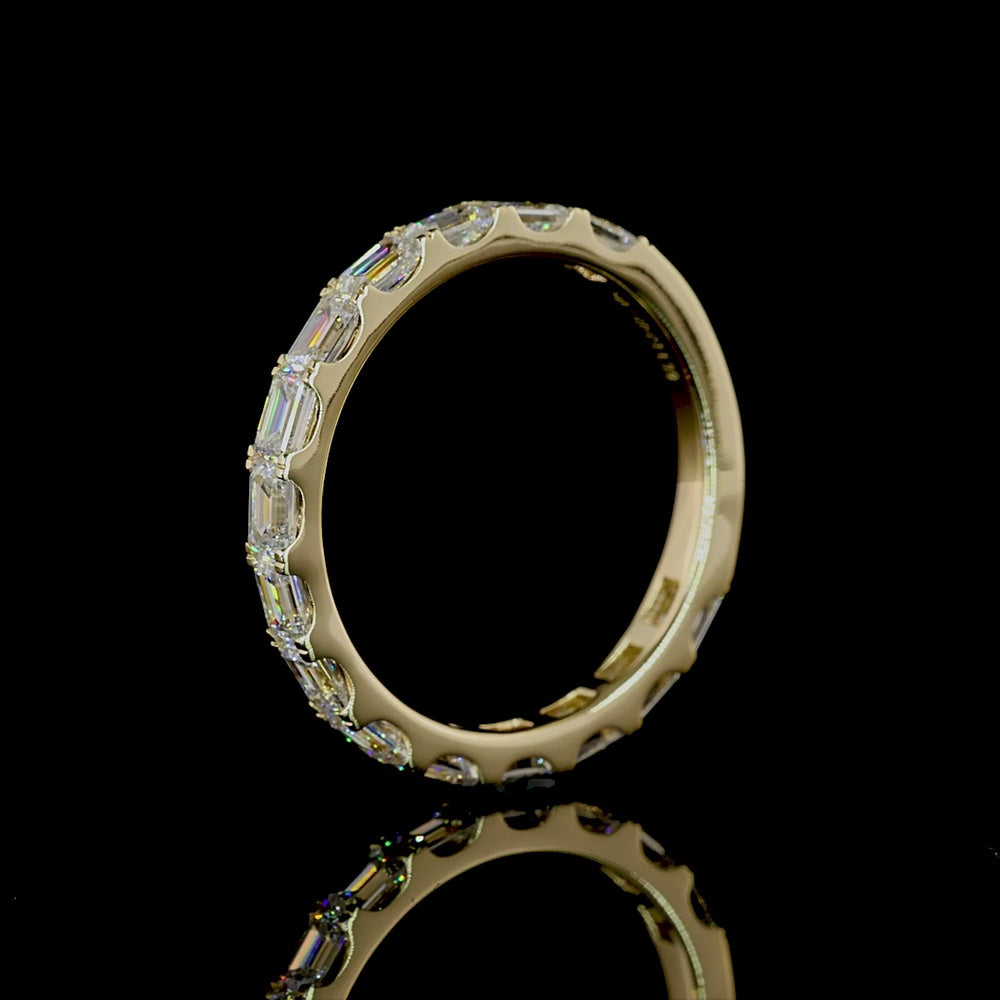 14K Yellow Gold 3/4 Eternity Band with East-West Emerald Cut Lab Diamonds - 1.39 Carats Total Diamond Weight - Covaloro Fine Jewelry