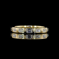 14K Yellow Gold 3/4 Eternity Band with East-West Flush Set Baguette Cut Lab Diamonds - 0.44 Carat Total Weight, E-F Color, VS Clarity - Covaloro Fine Jewelry