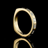 14K Yellow Gold 3/4 Eternity Band with East-West Flush Set Baguette Cut Lab Diamonds - 0.44 Carat Total Weight, E-F Color, VS Clarity - Covaloro Fine Jewelry
