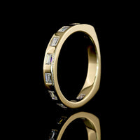 14K Yellow Gold 3/4 Eternity Band with East-West Flush Set Baguette Cut Lab Diamonds - 0.44 Carat Total Weight, E-F Color, VS Clarity - Covaloro Fine Jewelry