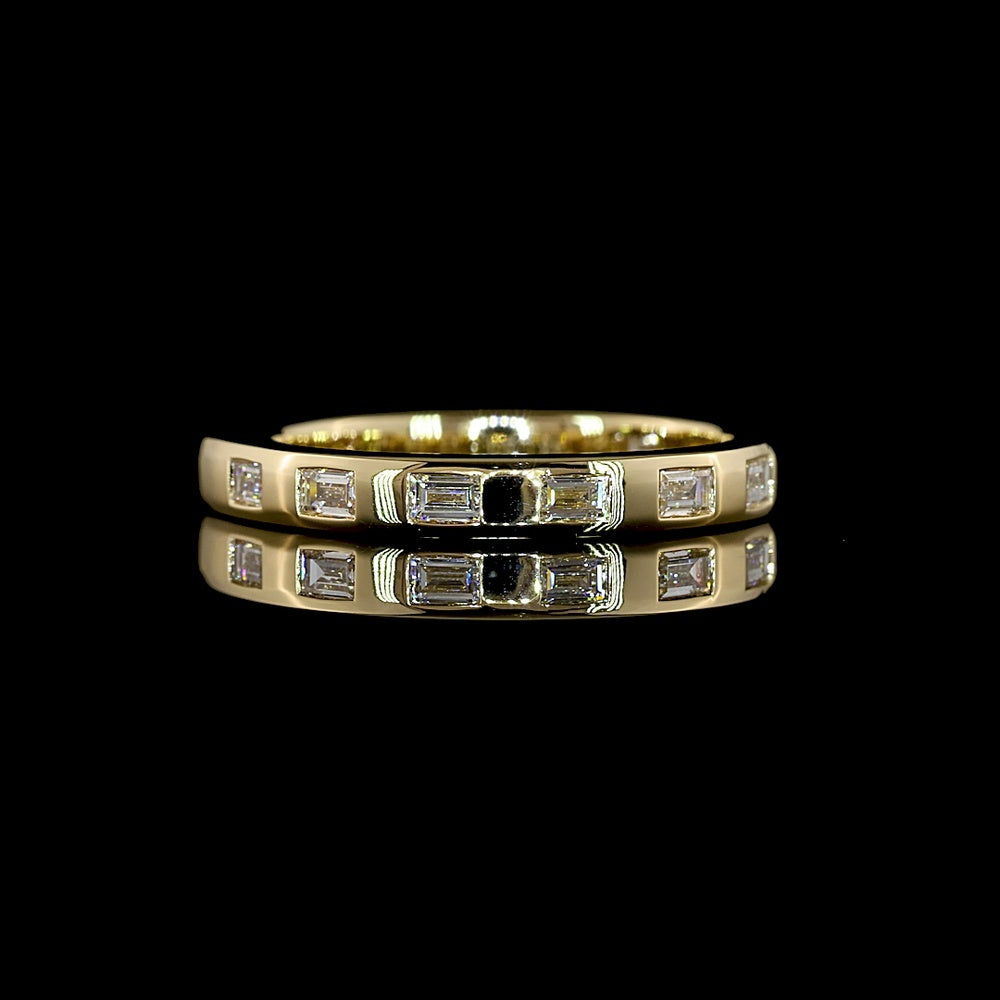14K Yellow Gold 3/4 Eternity Band with East-West Flush Set Baguette Lab Diamonds - 0.46 Carat Total Weight - Covaloro Fine Jewelry