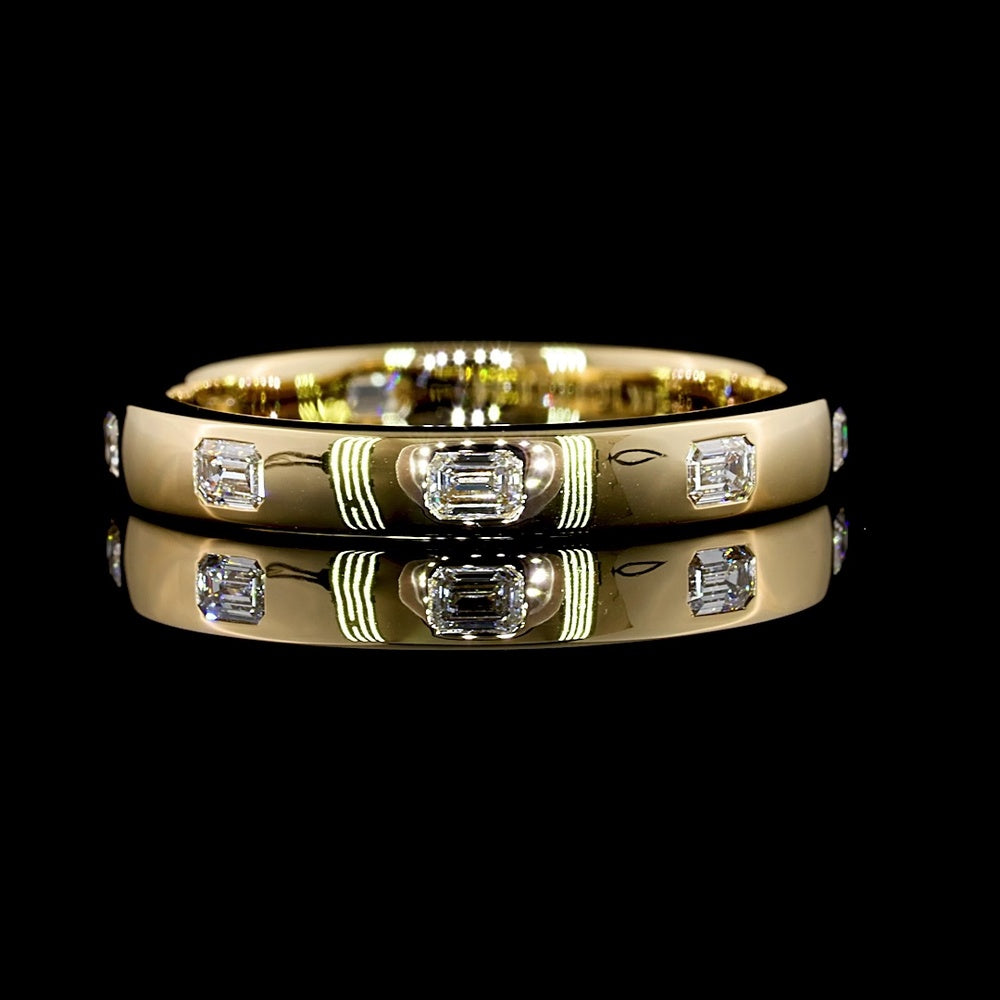 14K Yellow Gold 3/4 Eternity Band with East-West Flush Set Emerald Cut Lab Diamonds - 0.34 Carat Total Weight - Covaloro Fine Jewelry