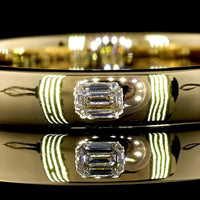 14K Yellow Gold 3/4 Eternity Band with East-West Flush Set Emerald Cut Lab Diamonds - 0.34 Carat Total Weight - Covaloro Fine Jewelry