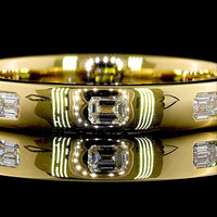 14K Yellow Gold 3/4 Eternity Band with East-West Flush Set Emerald Cut Lab Diamonds - 0.36 Carats Total Diamond Weight - Covaloro Fine Jewelry