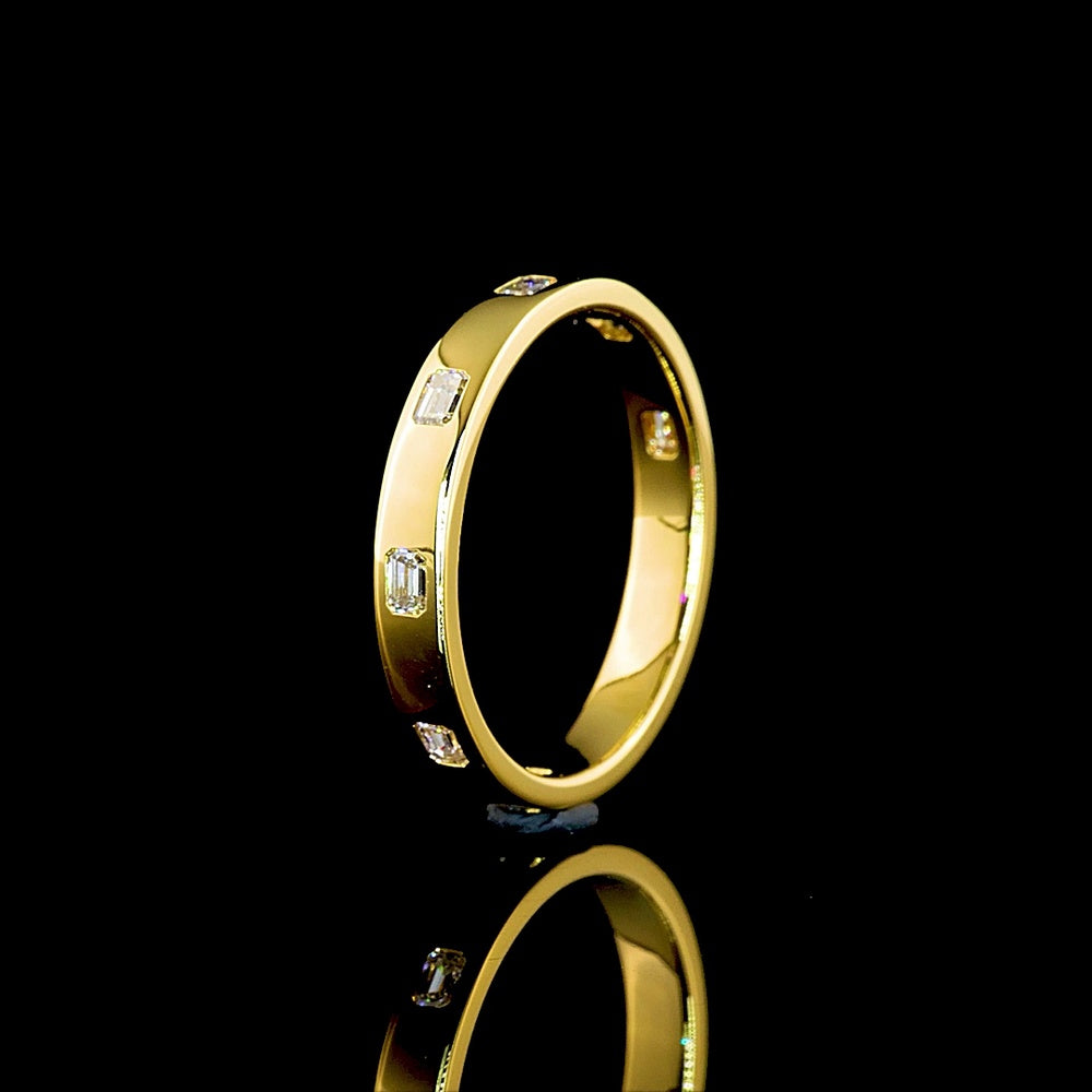 14K Yellow Gold 3/4 Eternity Band with East-West Flush Set Emerald Cut Lab Diamonds - 0.36 Carats Total Diamond Weight - Covaloro Fine Jewelry