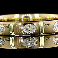 14K Yellow Gold 3/4 Eternity Band with East-West Flush Set Oval Cut Lab Diamonds - 0.40 Carats Total Diamond Weight - Covaloro Fine Jewelry