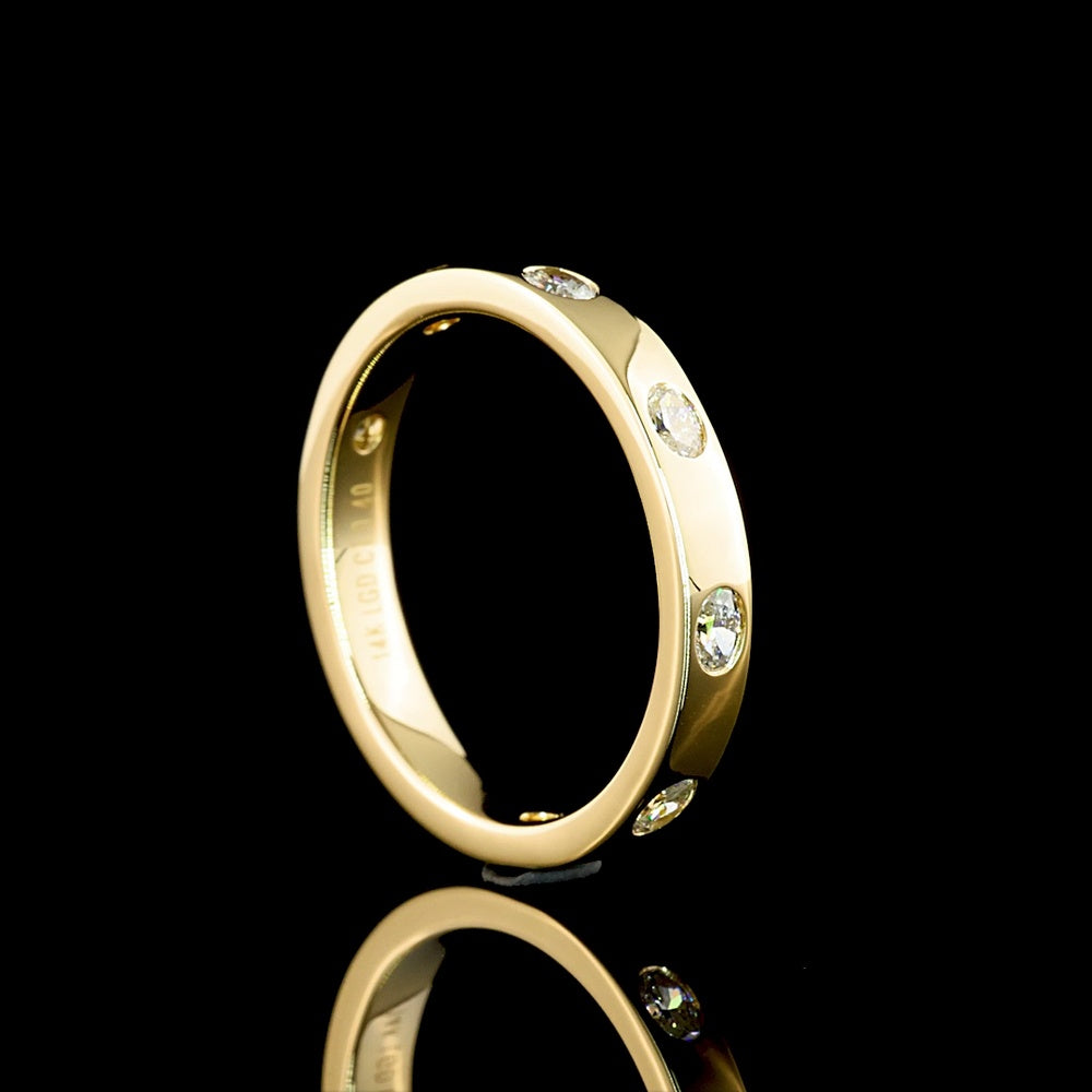 14K Yellow Gold 3/4 Eternity Band with East-West Flush Set Oval Cut Lab Diamonds - 0.40 Carats Total Diamond Weight - Covaloro Fine Jewelry