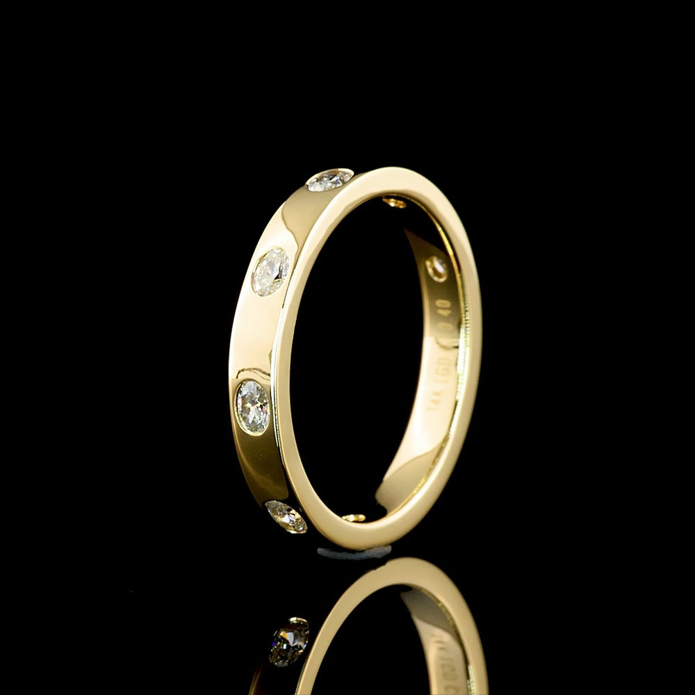 14K Yellow Gold 3/4 Eternity Band with East-West Flush Set Oval Cut Lab Diamonds - 0.40 Carats Total Diamond Weight - Covaloro Fine Jewelry