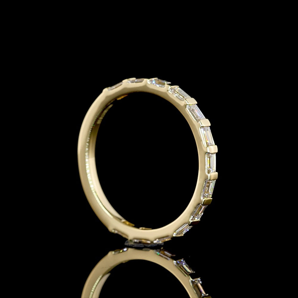 14K Yellow Gold 3/4 Eternity Band with East-West Half Bezel Set Baguette Lab Diamonds - 0.53 Carat Total Weight, E-F VS Clarity - Covaloro Fine Jewelry