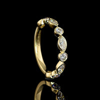 14K Yellow Gold 3/4 Eternity Band with East-West Marquise and Round Lab Diamonds - 0.83 Carats Total Diamond Weight - Covaloro Fine Jewelry