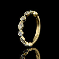 14K Yellow Gold 3/4 Eternity Band with East-West Marquise and Round Lab Diamonds - 0.83 Carats Total Diamond Weight - Covaloro Fine Jewelry