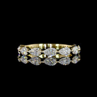 14K Yellow Gold 3/4 Eternity Band with East-West Pear Shape Lab Diamonds - 0.81 Carat Total Diamond Weight - Covaloro Fine Jewelry