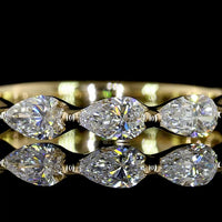 14K Yellow Gold 3/4 Eternity Band with East-West Pear Shape Lab Diamonds - 0.81 Carat Total Diamond Weight - Covaloro Fine Jewelry