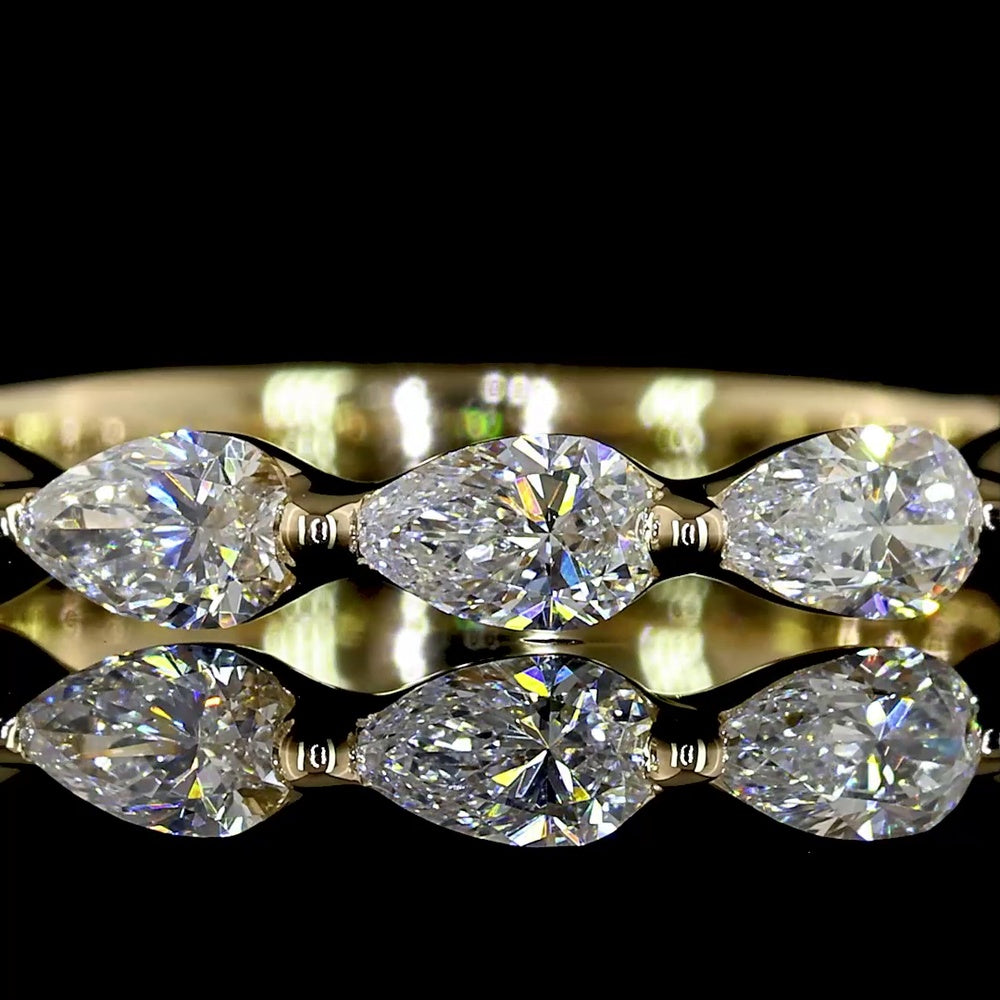 14K Yellow Gold 3/4 Eternity Band with East-West Pear Shape Lab Diamonds - 0.81 Carat Total Diamond Weight - Covaloro Fine Jewelry