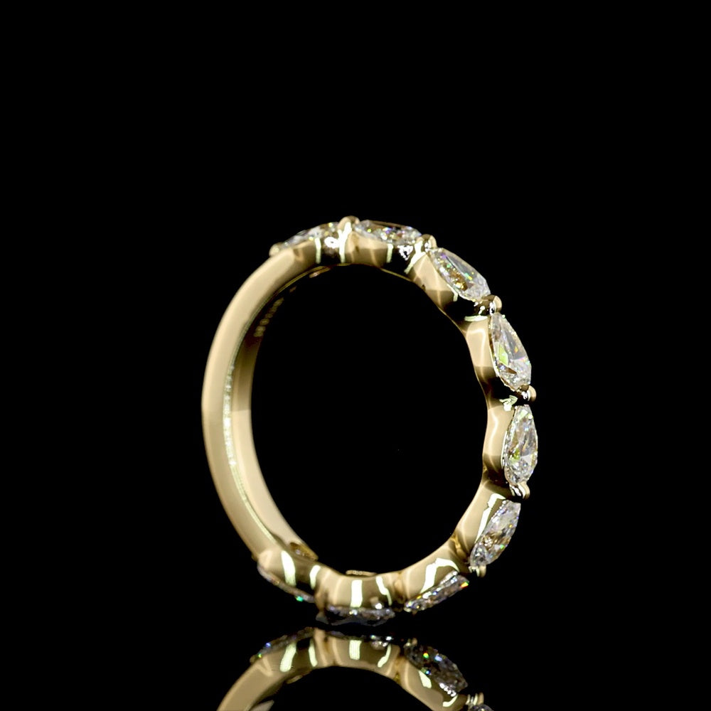 14K Yellow Gold 3/4 Eternity Band with East-West Pear Shape Lab Diamonds - 0.81 Carat Total Diamond Weight - Covaloro Fine Jewelry
