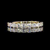 14K Yellow Gold 3/4 Eternity Band with East-West Prong Set Antique Cushion Cut Lab Diamonds - 1.43 Carat Total Diamond Weight - Covaloro Fine Jewelry