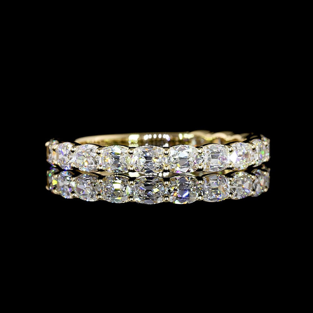 14K Yellow Gold 3/4 Eternity Band with East-West Prong Set Antique Cushion Cut Lab Diamonds - 1.43 Carat Total Diamond Weight - Covaloro Fine Jewelry