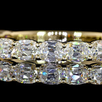 14K Yellow Gold 3/4 Eternity Band with East-West Prong Set Antique Cushion Cut Lab Diamonds - 1.43 Carat Total Diamond Weight - Covaloro Fine Jewelry