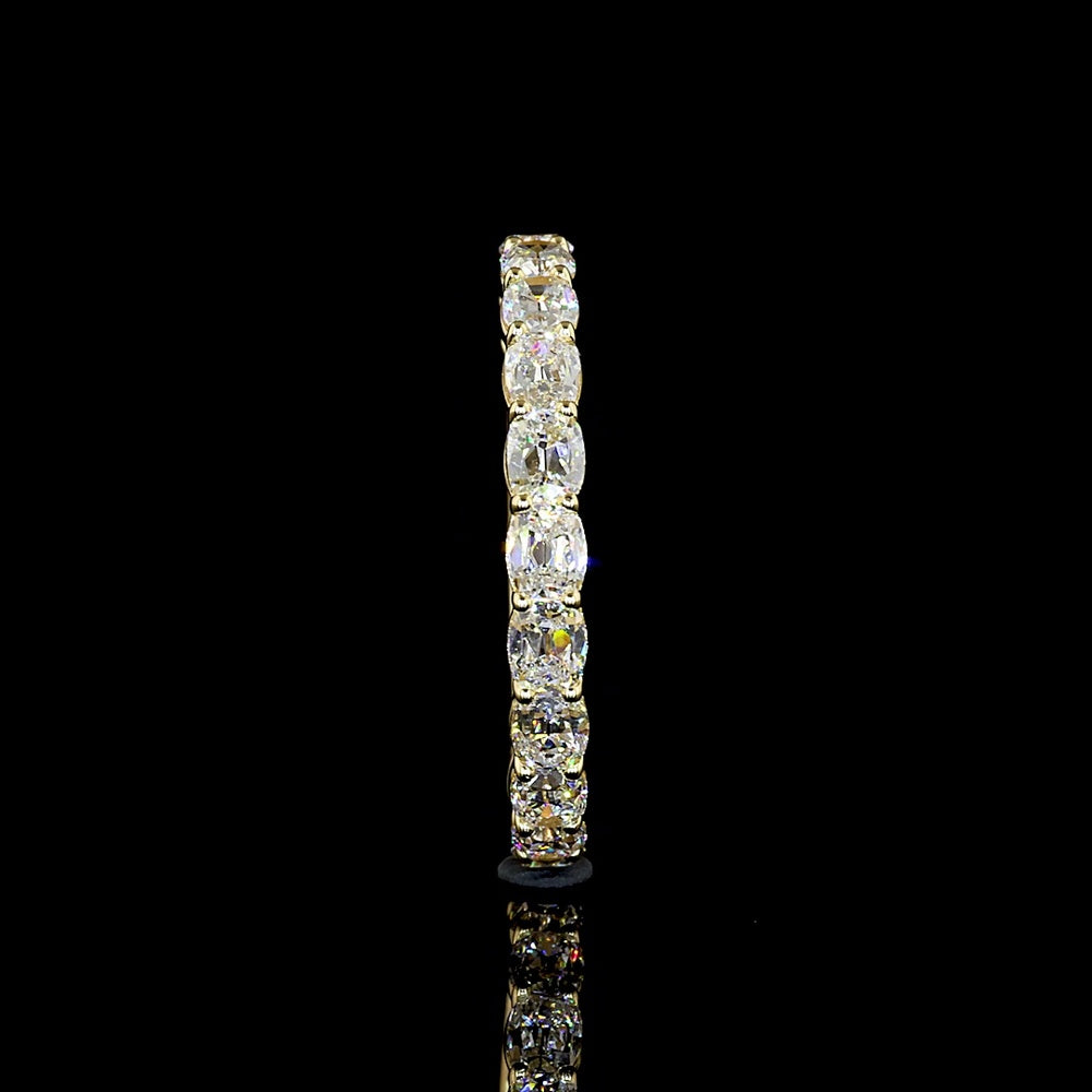 14K Yellow Gold 3/4 Eternity Band with East-West Prong Set Antique Cushion Cut Lab Diamonds - 1.43 Carat Total Diamond Weight - Covaloro Fine Jewelry