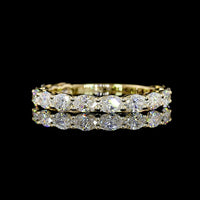 14K Yellow Gold 3/4 Eternity Band with East-West Prong Set Oval Cut Lab Diamonds - 1.40 Carats Total Diamond Weight - Covaloro Fine Jewelry