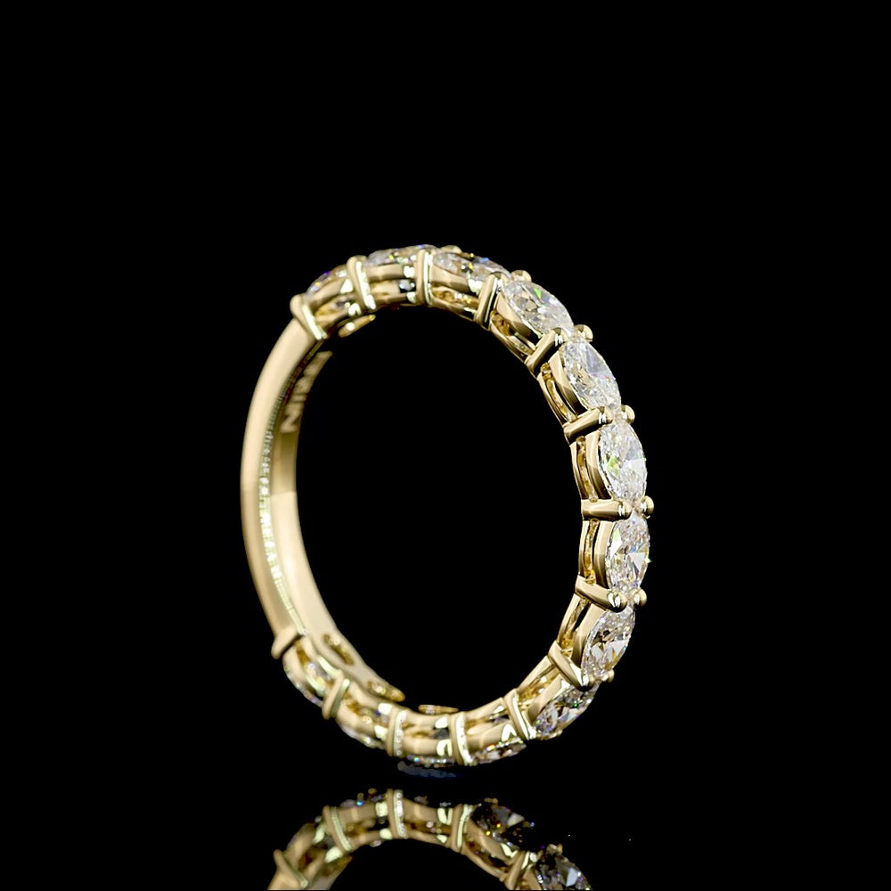 14K Yellow Gold 3/4 Eternity Band with East-West Prong Set Oval Cut Lab Diamonds - 1.40 Carats Total Diamond Weight - Covaloro Fine Jewelry
