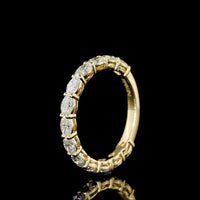 14K Yellow Gold 3/4 Eternity Band with East-West Prong Set Oval Cut Lab Diamonds - 1.40 Carats Total Diamond Weight - Covaloro Fine Jewelry
