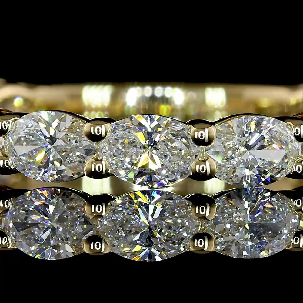 14K Yellow Gold 3/4 Eternity Band with East-West Prong Set Oval Lab Diamonds - 1.38 Carat Total Weight - Covaloro Fine Jewelry