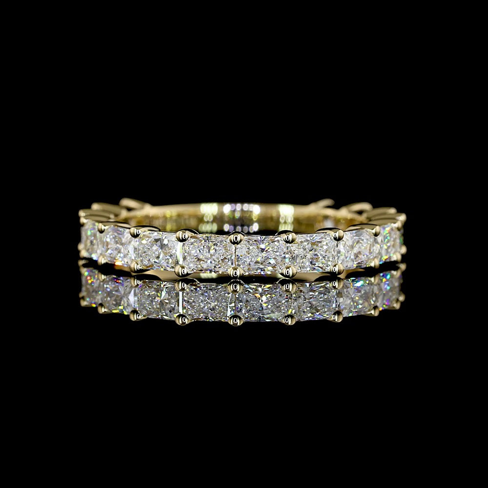 14K Yellow Gold 3/4 Eternity Band with East-West Prong Set Radiant Cut Lab Grown Diamonds - 1.69 Carat Total Weight - Covaloro Fine Jewelry