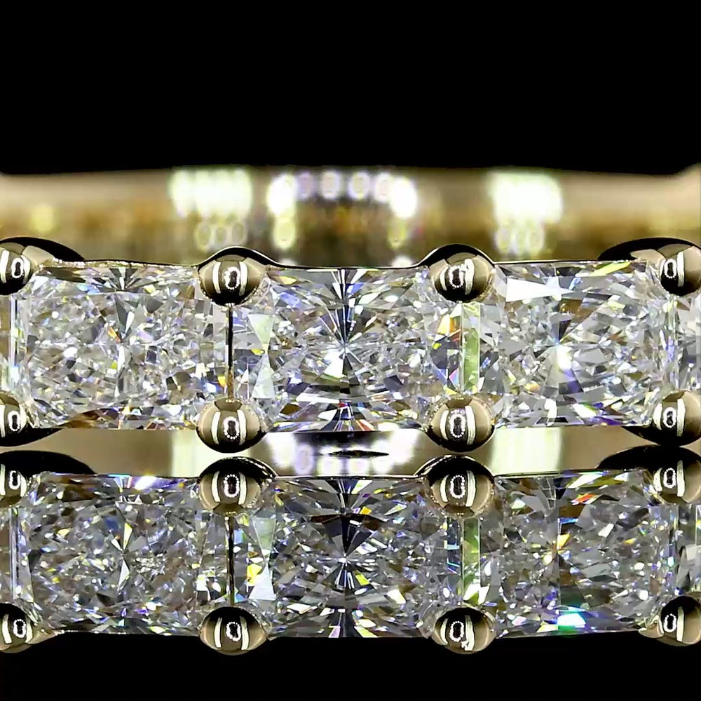 14K Yellow Gold 3/4 Eternity Band with East-West Prong Set Radiant Cut Lab Grown Diamonds - 1.69 Carat Total Weight - Covaloro Fine Jewelry