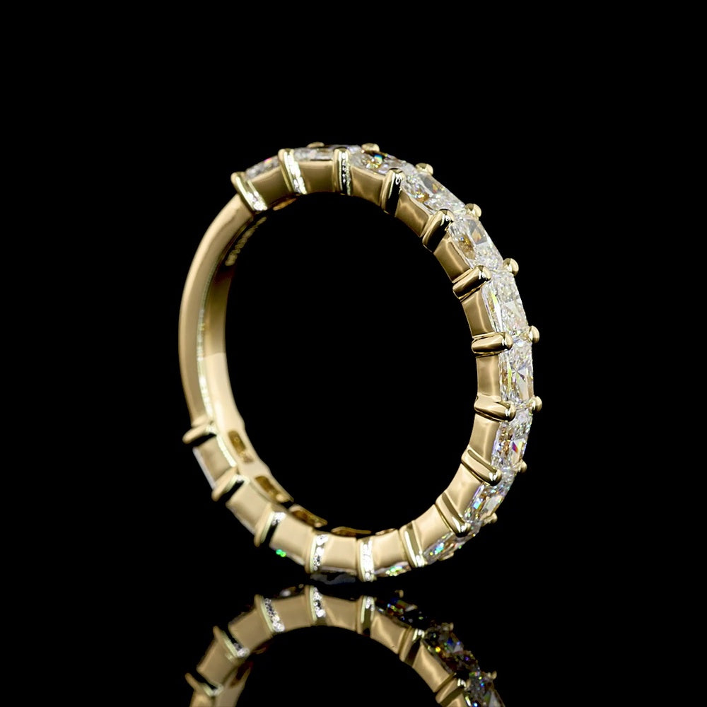14K Yellow Gold 3/4 Eternity Band with East-West Prong Set Radiant Cut Lab Grown Diamonds - 1.69 Carat Total Weight - Covaloro Fine Jewelry
