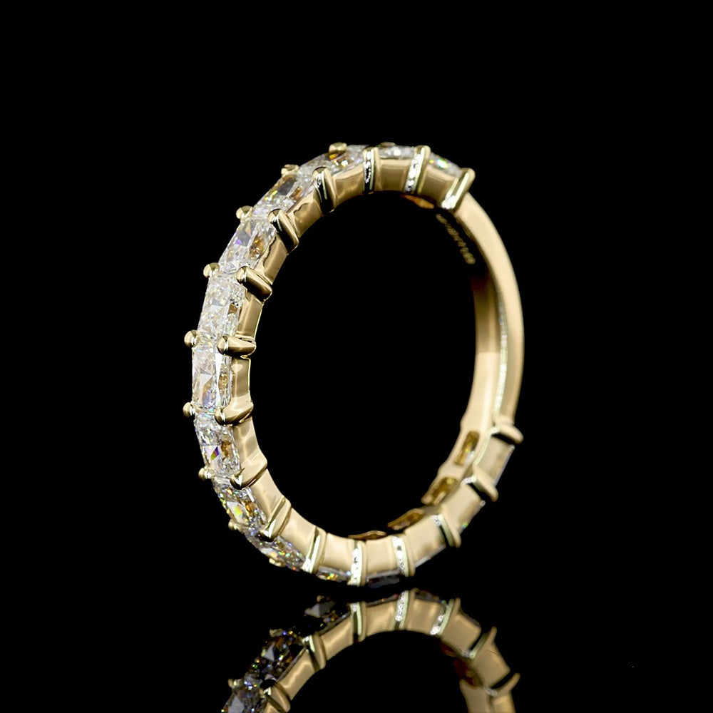 14K Yellow Gold 3/4 Eternity Band with East-West Prong Set Radiant Cut Lab Grown Diamonds - 1.69 Carat Total Weight - Covaloro Fine Jewelry