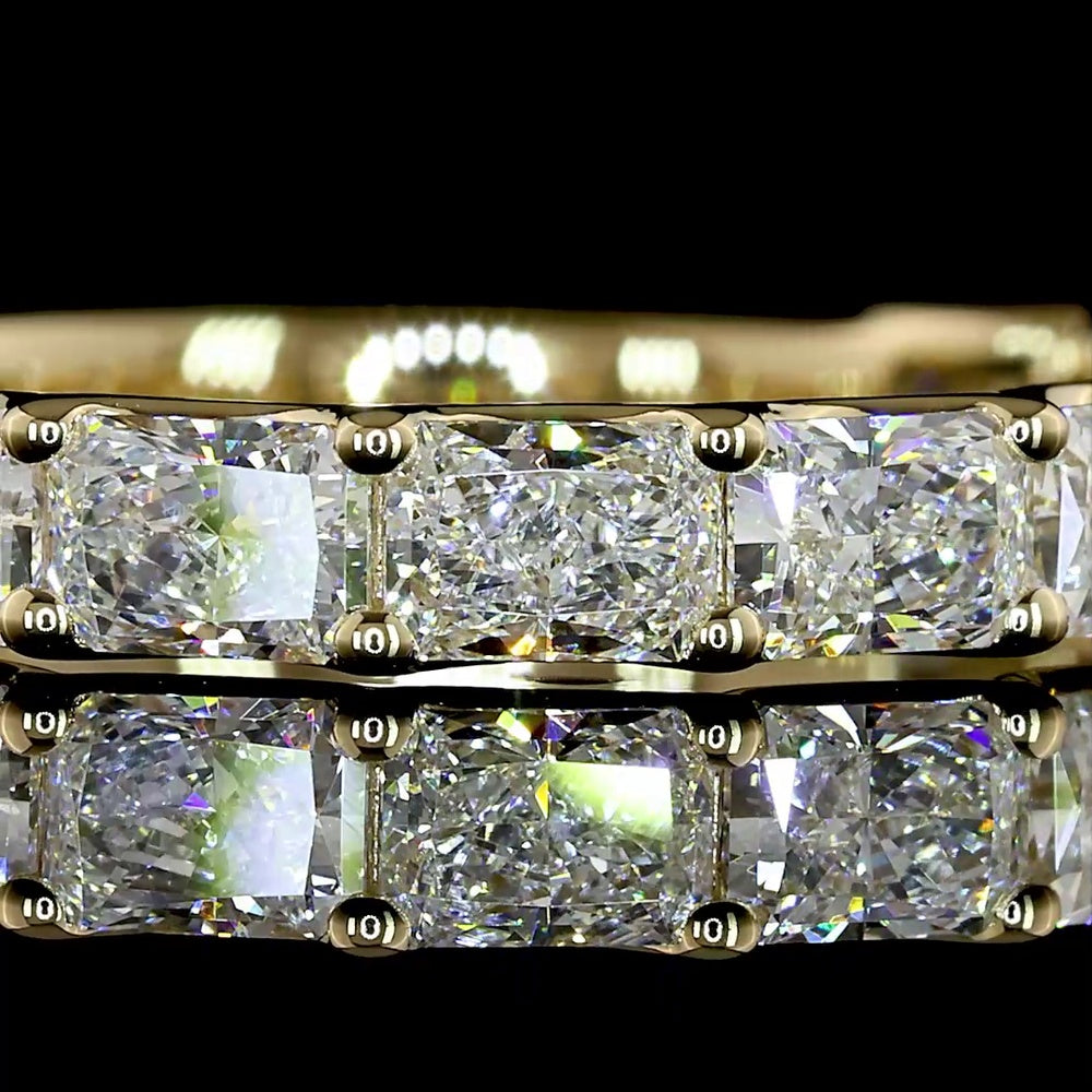 14K Yellow Gold 3/4 Eternity Band with East-West Radiant Cut Lab Diamonds - 1.80 Carat Total Weight, E-F VS Clarity - Covaloro Fine Jewelry