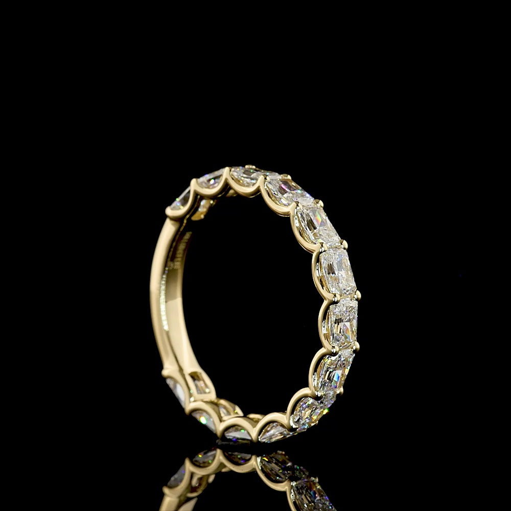 14K Yellow Gold 3/4 Eternity Band with East-West Radiant Cut Lab Diamonds - 1.80 Carat Total Weight, E-F VS Clarity - Covaloro Fine Jewelry