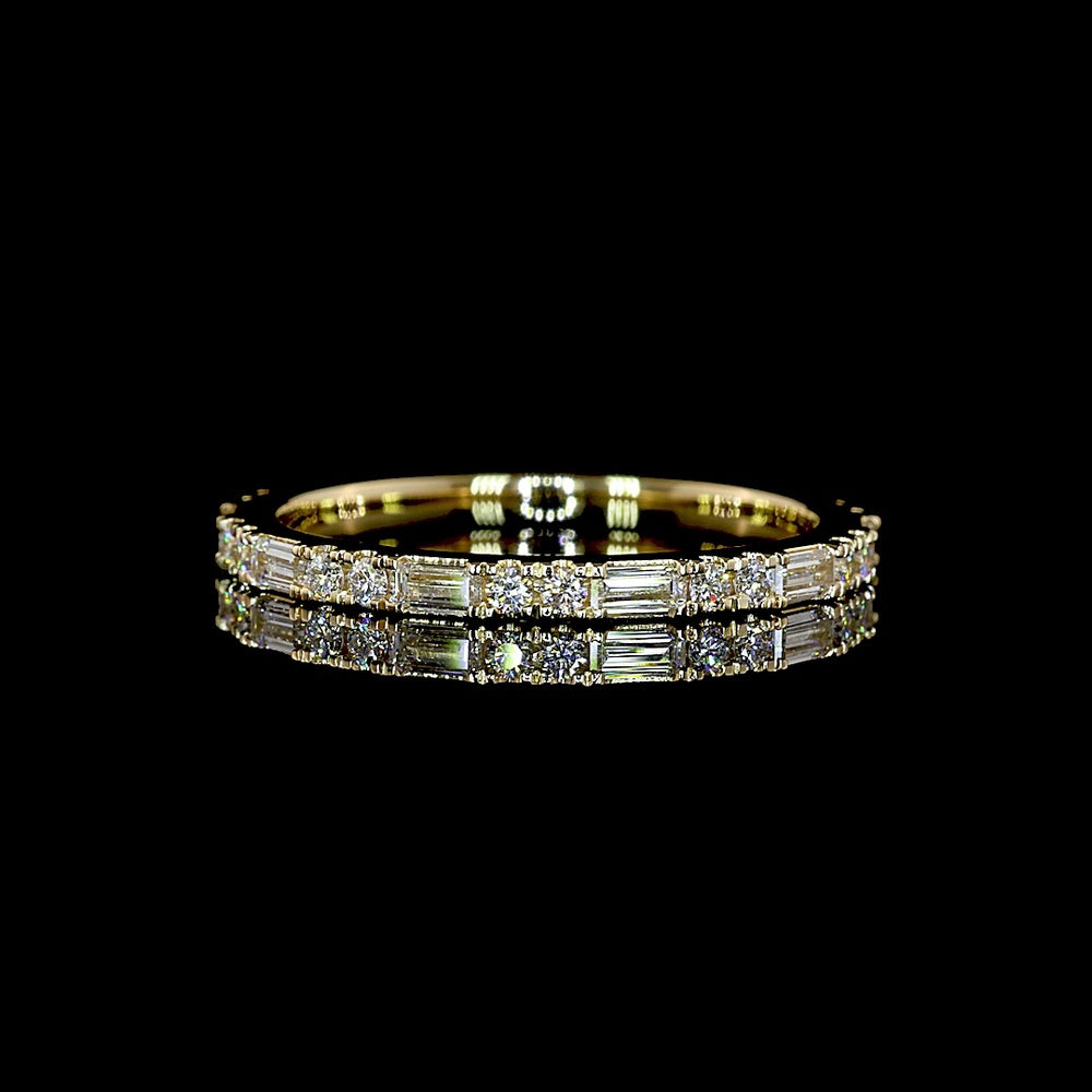 14K Yellow Gold 3/4 Eternity Band with East-West Set Baguette and Brilliant Cut Lab Diamonds - 0.54 Carats Total Diamond Weight - Covaloro Fine Jewelry