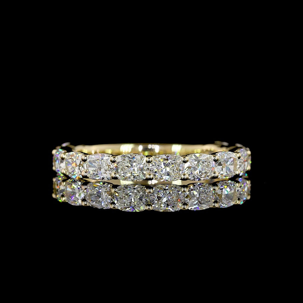 14K Yellow Gold 3/4 Eternity Band with East-West Set Cushion Brilliant Lab Diamonds - 1.37 Carat Total Weight - Covaloro Fine Jewelry