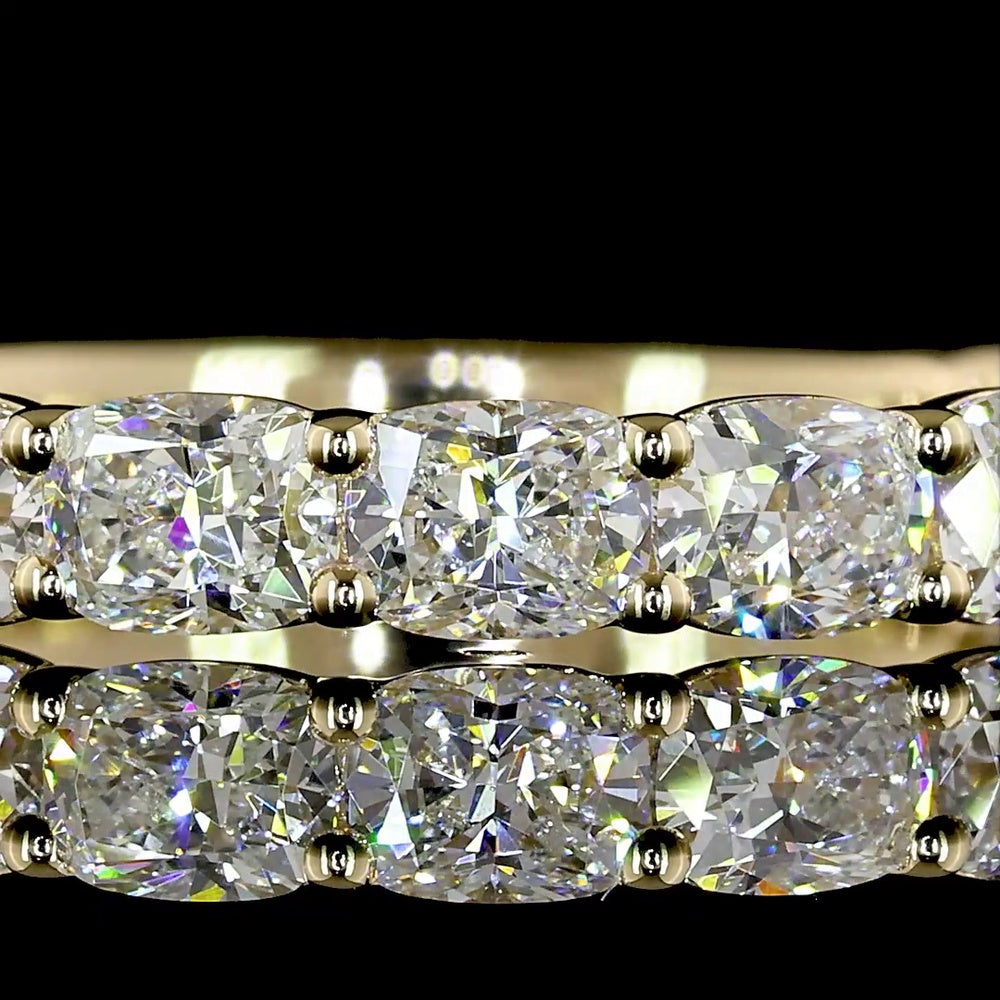 14K Yellow Gold 3/4 Eternity Band with East-West Set Cushion Brilliant Lab Diamonds - 1.37 Carat Total Weight - Covaloro Fine Jewelry