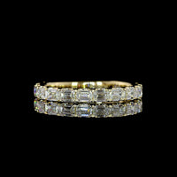 14K Yellow Gold 3/4 Eternity Band with East-West Set Emerald Cut Lab Diamonds - 1.36 Carats Total Diamond Weight - Covaloro Fine Jewelry