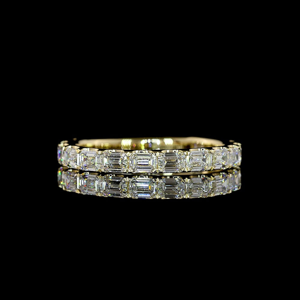 14K Yellow Gold 3/4 Eternity Band with East-West Set Emerald Cut Lab Diamonds - 1.36 Carats Total Diamond Weight - Covaloro Fine Jewelry