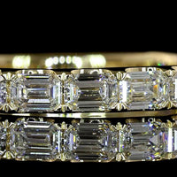 14K Yellow Gold 3/4 Eternity Band with East-West Set Emerald Cut Lab Diamonds - 1.36 Carats Total Diamond Weight - Covaloro Fine Jewelry