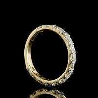 14K Yellow Gold 3/4 Eternity Band with East-West Set Emerald Cut Lab Diamonds - 1.36 Carats Total Diamond Weight - Covaloro Fine Jewelry