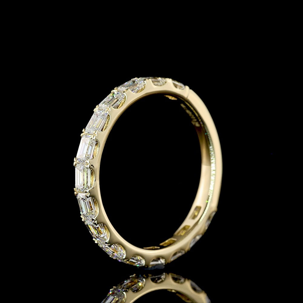 14K Yellow Gold 3/4 Eternity Band with East-West Set Emerald Cut Lab Diamonds - 1.36 Carats Total Diamond Weight - Covaloro Fine Jewelry