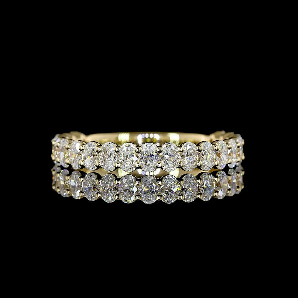 14K Yellow Gold 3/4 Eternity Band with East-West Set Oval Cut Lab Diamonds - 1.04 Carats Total Diamond Weight - Covaloro Fine Jewelry