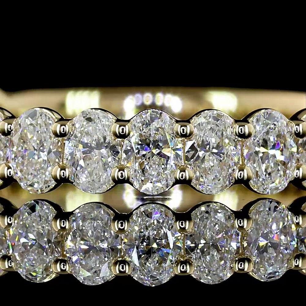 14K Yellow Gold 3/4 Eternity Band with East-West Set Oval Cut Lab Diamonds - 1.04 Carats Total Diamond Weight - Covaloro Fine Jewelry