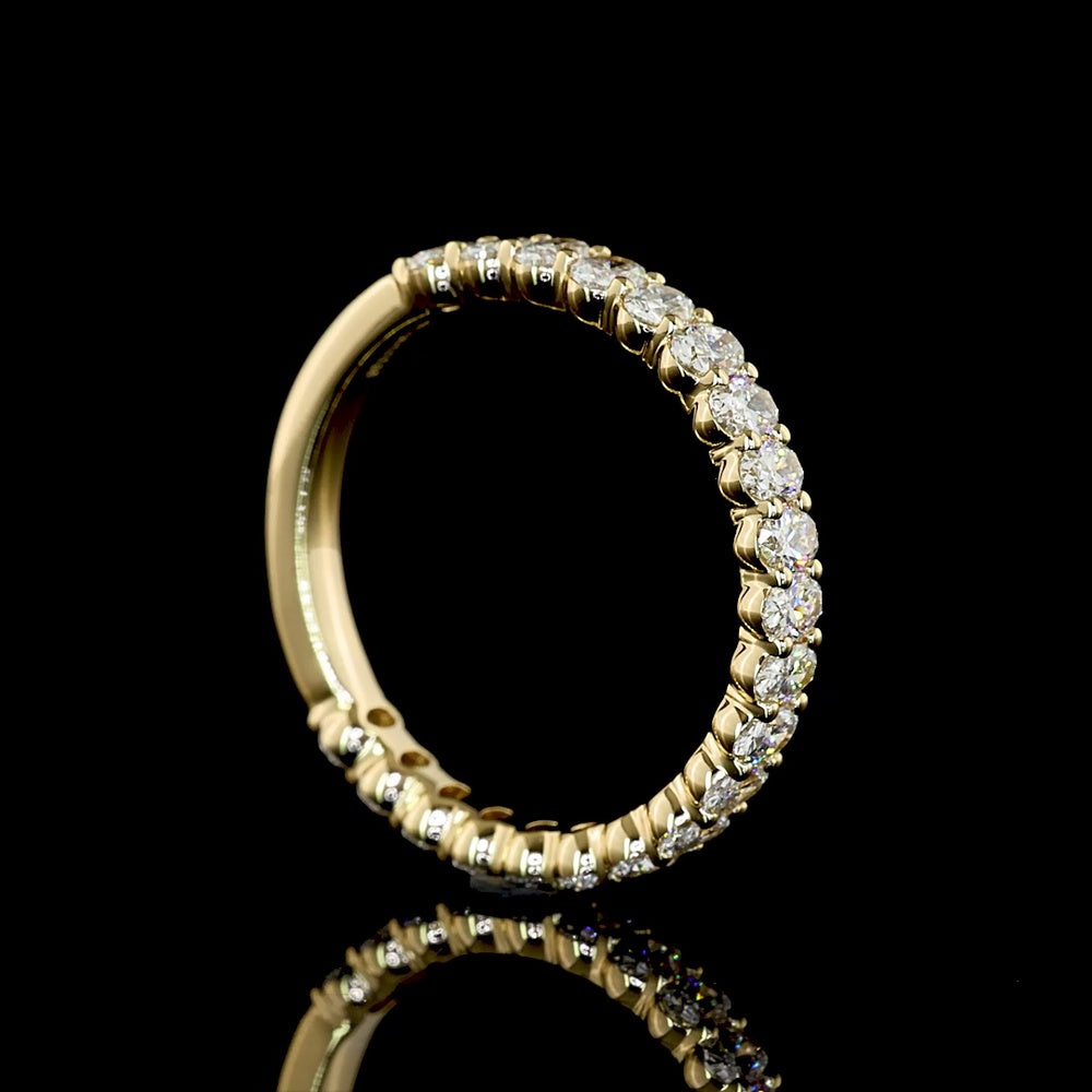 14K Yellow Gold 3/4 Eternity Band with East-West Set Oval Cut Lab Diamonds - 1.04 Carats Total Diamond Weight - Covaloro Fine Jewelry