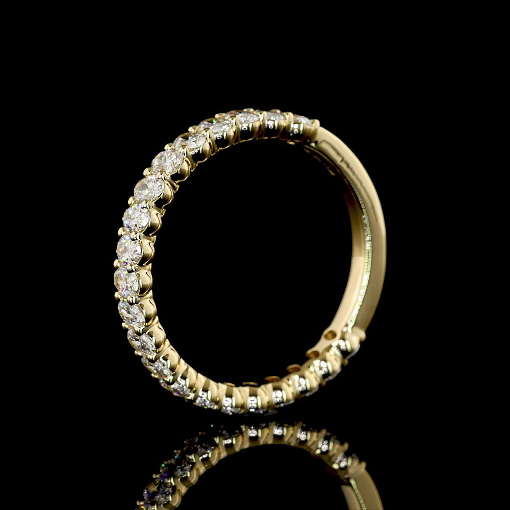 14K Yellow Gold 3/4 Eternity Band with East-West Set Oval Cut Lab Diamonds - 1.04 Carats Total Diamond Weight - Covaloro Fine Jewelry