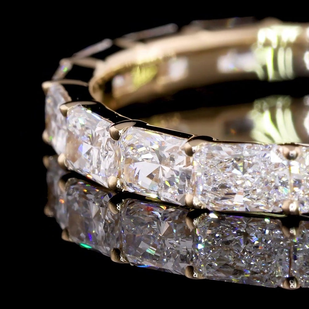14K Yellow Gold 3/4 Eternity Band with East-West Set Radiant Cut Lab Diamonds - 1.21 Carat Total Weight, E-F Color, VS1 Clarity - Covaloro Fine Jewelry