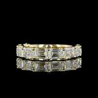 14K Yellow Gold 3/4 Eternity Band with East-West U-Prong Set Emerald Cut Lab Diamonds - 2.13 Carats Total Diamond Weight - Covaloro Fine Jewelry